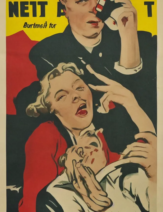 Prompt: a german propaganda poster during ww 2, advising you to be quiet