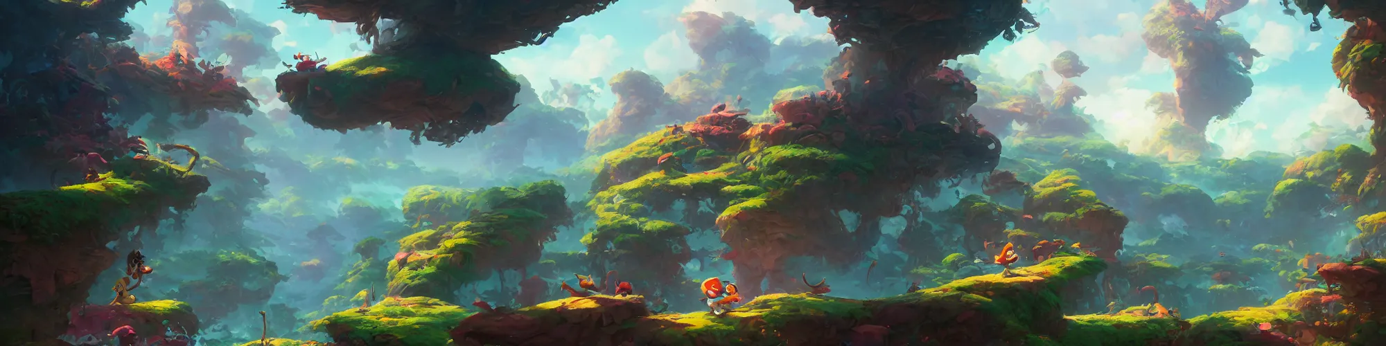 Image similar to 3 6 0 panoramic dynamics matte painting acrylic blur oil wonderland yoshi kurbi dofus, behance hd by jesper ejsing, by rhads, makoto shinkai and lois van baarle, ilya kuvshinov, rossdraws global illumination