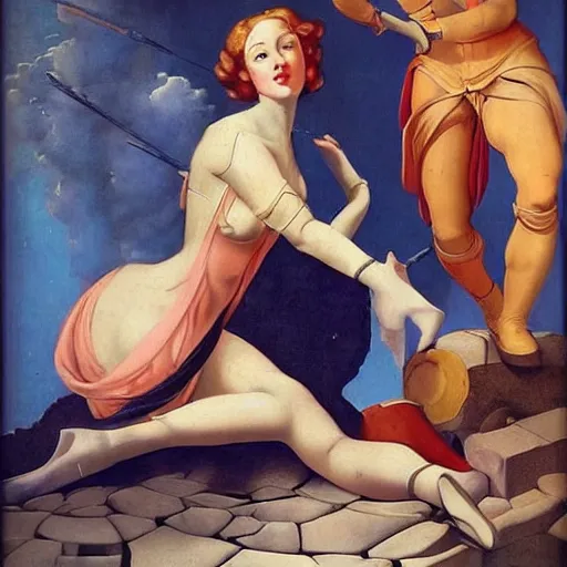 Prompt: a futuristic pin up in renaissance painting style