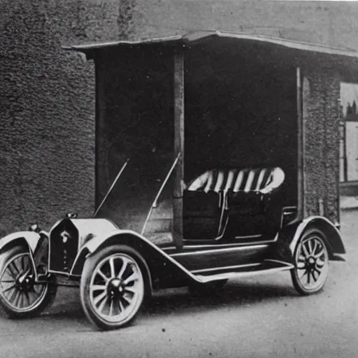 Prompt: a Tesla car in 1920