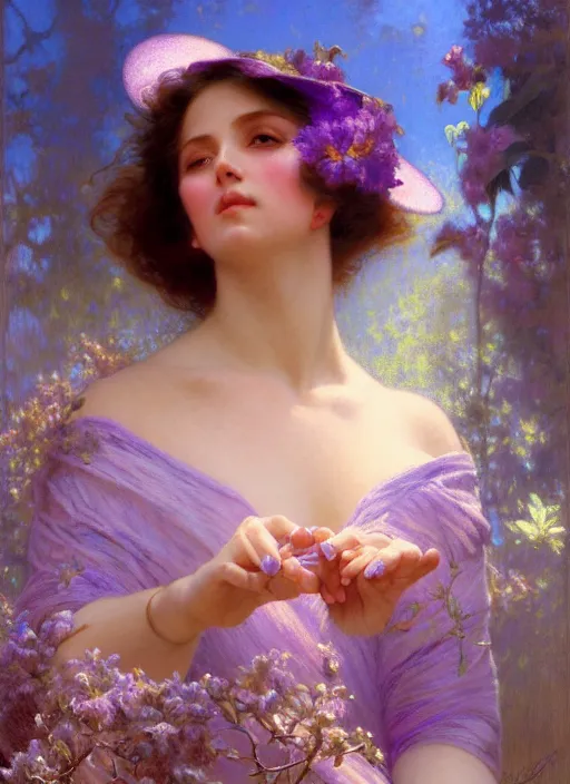 Image similar to lilac, sky, may beetle, on the palm of a person, natural lighting, path traced, highly detailed, high quality, digital painting, by gaston bussiere, craig mullins, alphonse mucha j. c. leyendecker