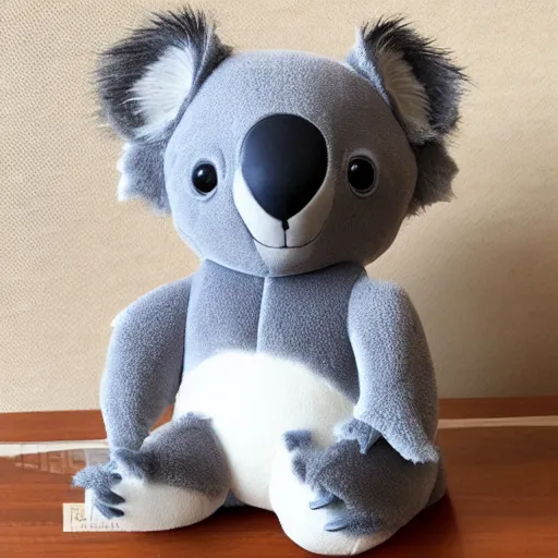 Prompt: a koala plush. beautifully made, detailed, cute, soft. high quality, studio lighting, product image