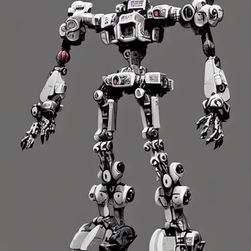 Image similar to skinny mega mech by mamoru nagano