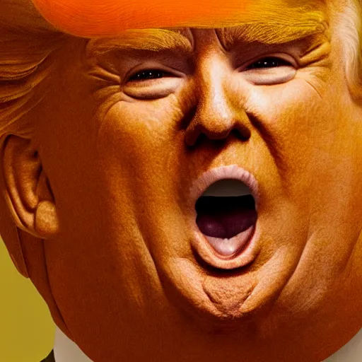 Image similar to donald trump as an actual cheeto, high - res, close - up, varying angles,