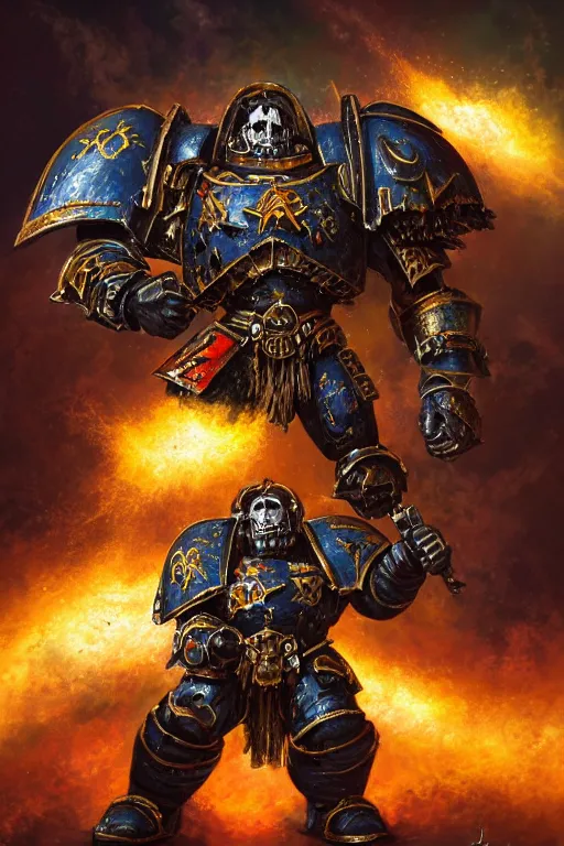 Image similar to a chaos space marine, warhammer 4 0 k, highly detailed, digital art, sharp focus, ambient lighting, trending on art station