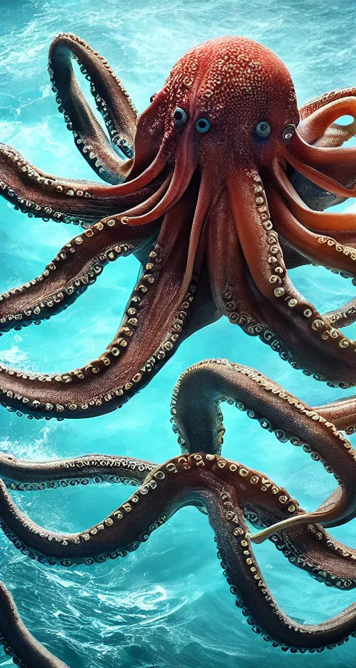 Image similar to A octopus in the ocean centered-photograph film still, dynamic action pose, National Geographic, insane detail, intricate, highly detailed, Zeiss Lens, DSLR photography, smooth, sharp focus, Unreal Engine 5, Octane Render, Redshift, depth of field 8K