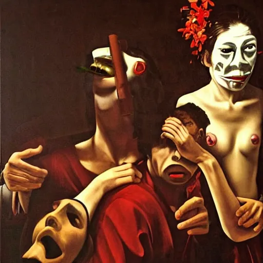Prompt: the night of the purge,, highly detailed, 8 k resolution, art by caravaggio, modern art, optical illusion