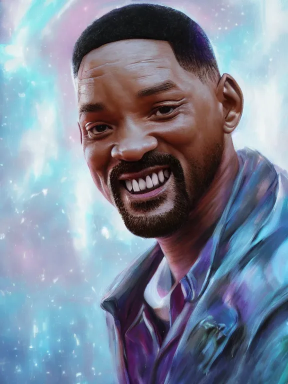 Prompt: portrait art of Will Smith with a suitcase with his face on it 8k ultra realistic , lens flare, atmosphere, glow, detailed, intricate, full of colour, cinematic lighting, trending on artstation, 4k, hyperrealistic, focused, extreme details, unreal engine 5, cinematic, masterpiece