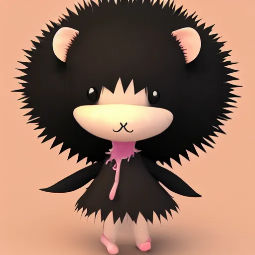Prompt: cute fumo plush of a hedgehog girl with prickly spines, character design contest winner, silhouette, artstation, vray, anime girl, gothic dress
