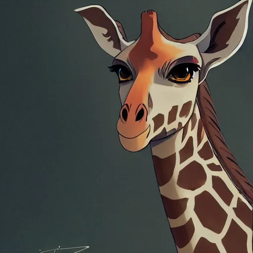 Image similar to a giraffe wearing a dress, illustration concept art anime key visual trending pixiv fanbox by wlop and greg rutkowski and makoto shinkai and studio ghibli and kyoto animation symmetrical facial features