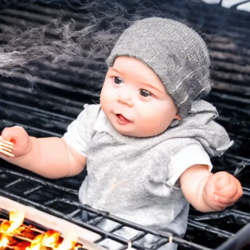 Image similar to a baby on a disposable bbq