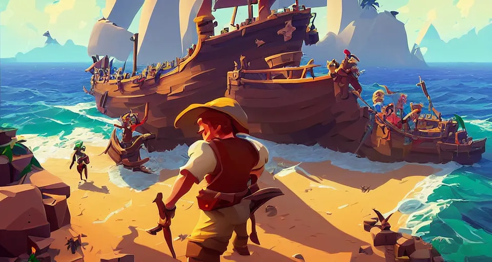 Image similar to pixel art, painting treasure on sea of thieves game smooth median photoshop filter cutout vector, behance hd by jesper ejsing, by rhads, makoto shinkai and lois van baarle, ilya kuvshinov, rossdraws global illumination