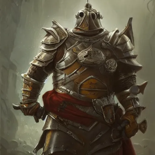Prompt: a frog Warrior dressed with a knight armor, Justin Gerard and Greg Rutkowski, realistic painting, Digital art, very detailed, High definition, trending on Artstation