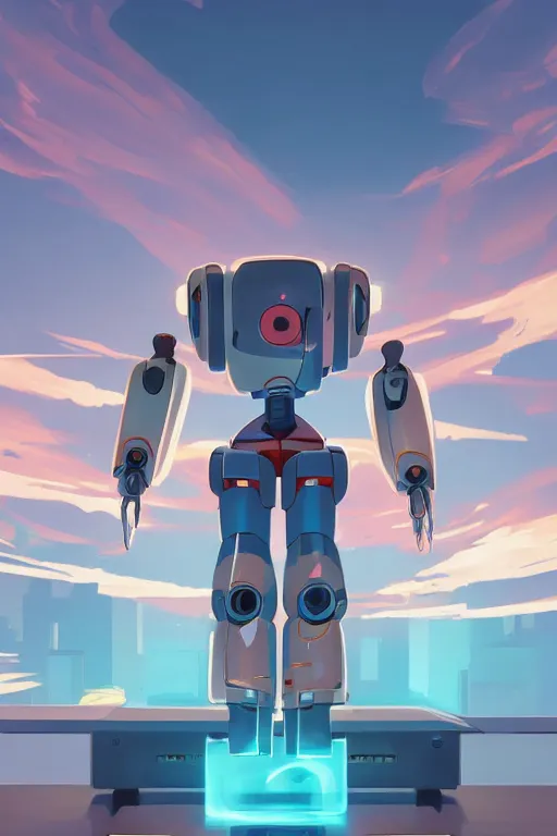 Image similar to metabots medabots medarotto medarot robot minimalist comics, behance hd by jesper ejsing, by rhads, makoto shinkai and lois van baarle, ilya kuvshinov, rossdraws global illumination ray tracing hdr radiating a glowing aura