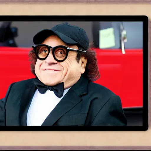 Image similar to danny devito in the style of a car