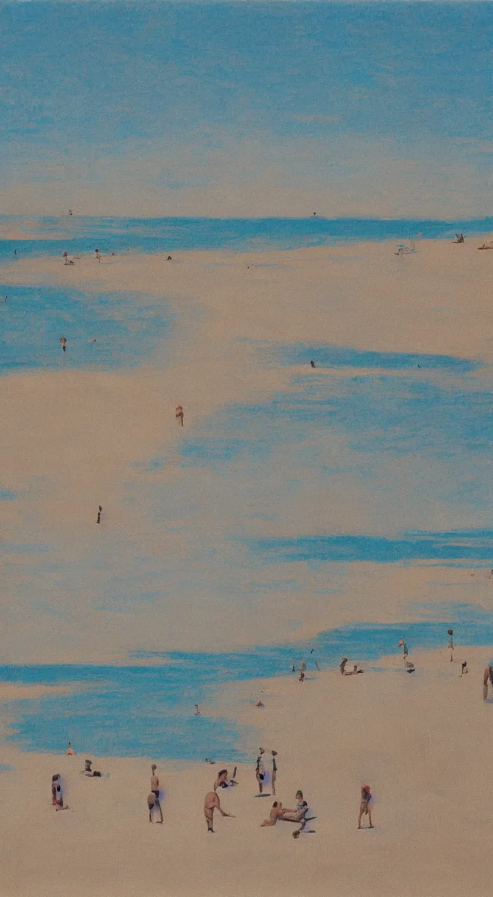 Prompt: my view Of the beach, by John Baldessari. 3 colors.