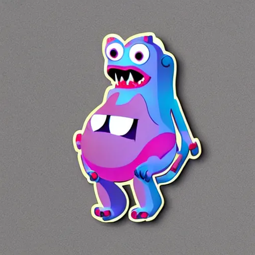 Image similar to cute monster skateboarding, sticker art, cronobreaker, beeple