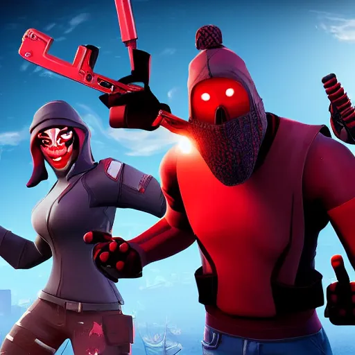 Prompt: red among us imposter crew mate from the video game among us, in fortnite, dramatic, betrayal