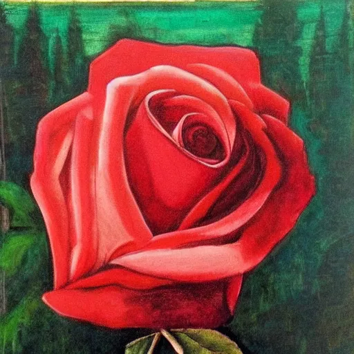 Image similar to red rose, da vinci painting