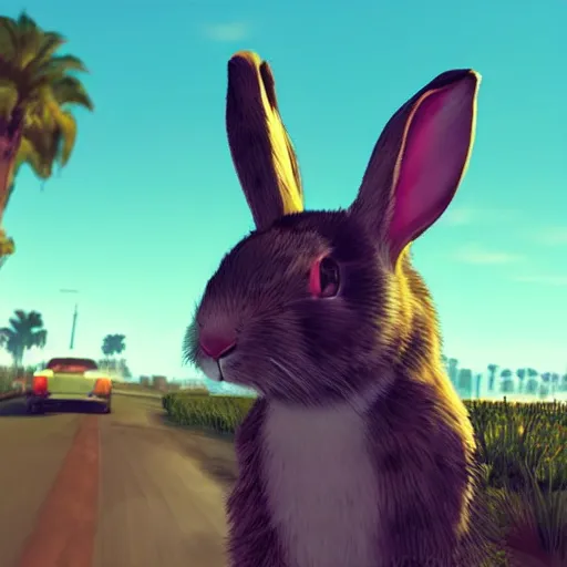 Image similar to a rabbit, gta 5 cover art