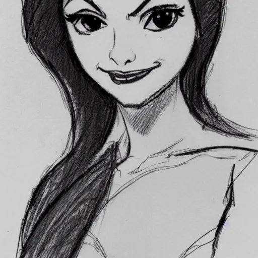 Image similar to milt kahl sketch of victoria justice with tendrils as princess padme from star wars episode 3