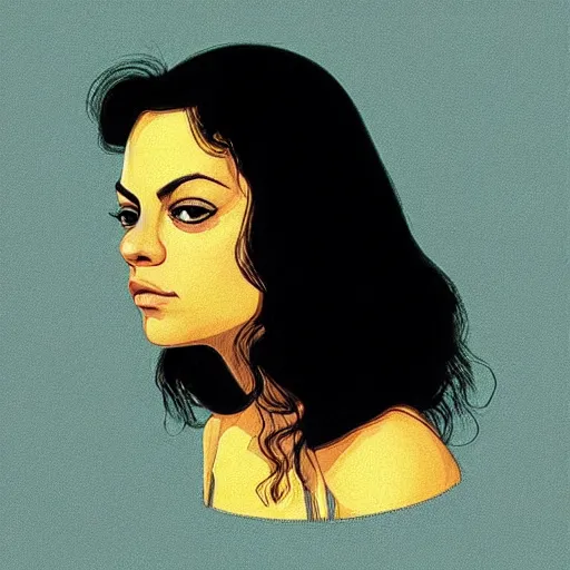 Image similar to “ mila kunis retro minimalist portrait by jean giraud, art of moebius, sharp, smooth face, comic, 8 k ”