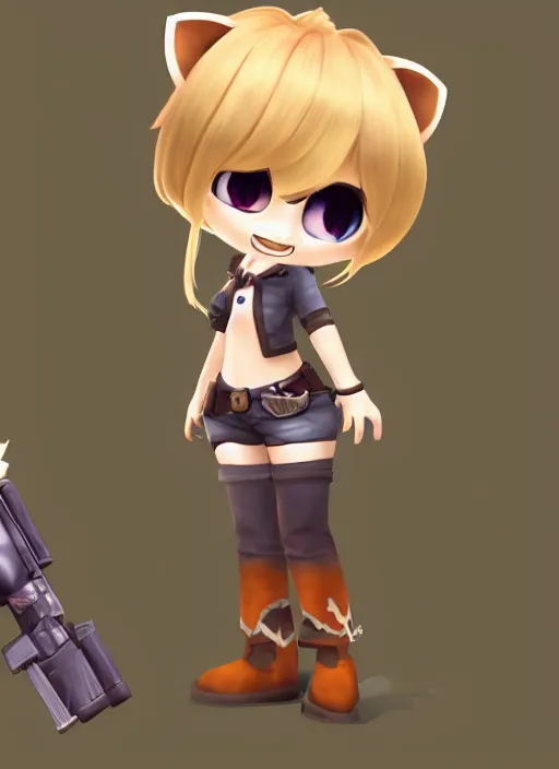 Prompt: female furry mini cute style, character adoptable, highly detailed, rendered, ray - tracing, cgi animated, 3 d demo reel avatar, style of maple story and zootopia, maple story gun girl, fox from league of legends chibi, soft shade, soft lighting