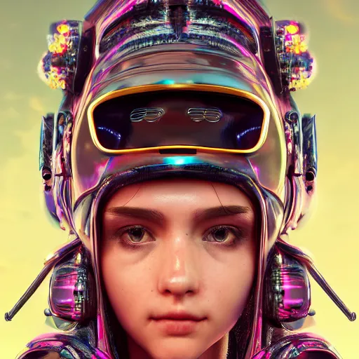 Image similar to a cute portrait of a cyberpunk princess, hyperdetailed, digital painting, trending on Artstation, CG society, hyperdetailed, digital painting, hypermaximalist, golden ratio, volumetric, octane render, weta digital, micro details, 3d sculpture