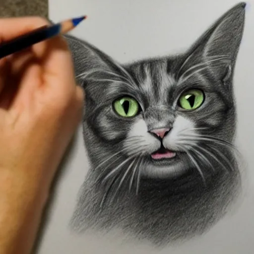 PUDDY CAT PENCIL DRAWING by Artist Sophie lawson