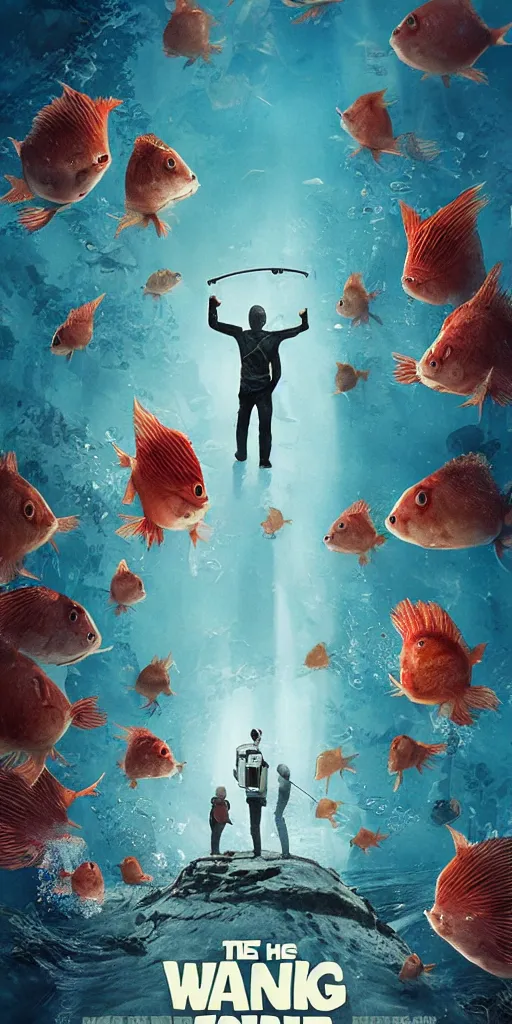 Image similar to The walking fish movie poster, professional