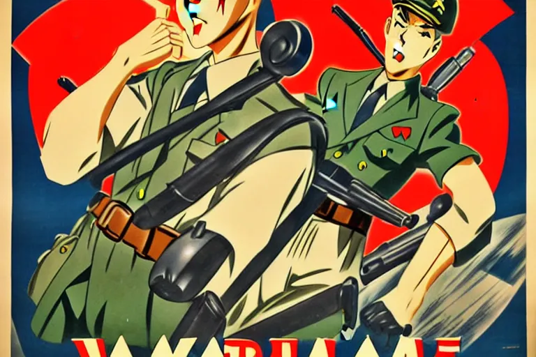 Image similar to 1940s, war, anime, poster