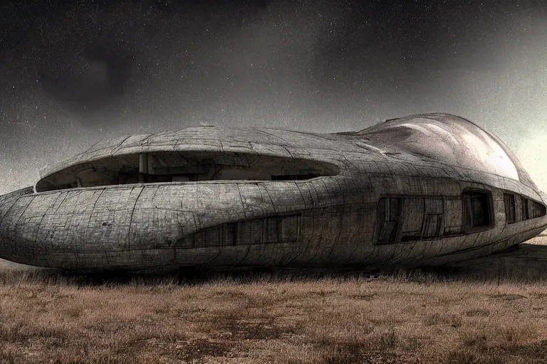 Image similar to abandoned spaceship, eerie digital art