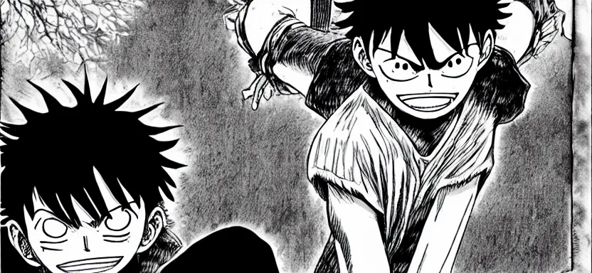 gear 5 luffy fighting blackbeard, manga 4k, Stable Diffusion