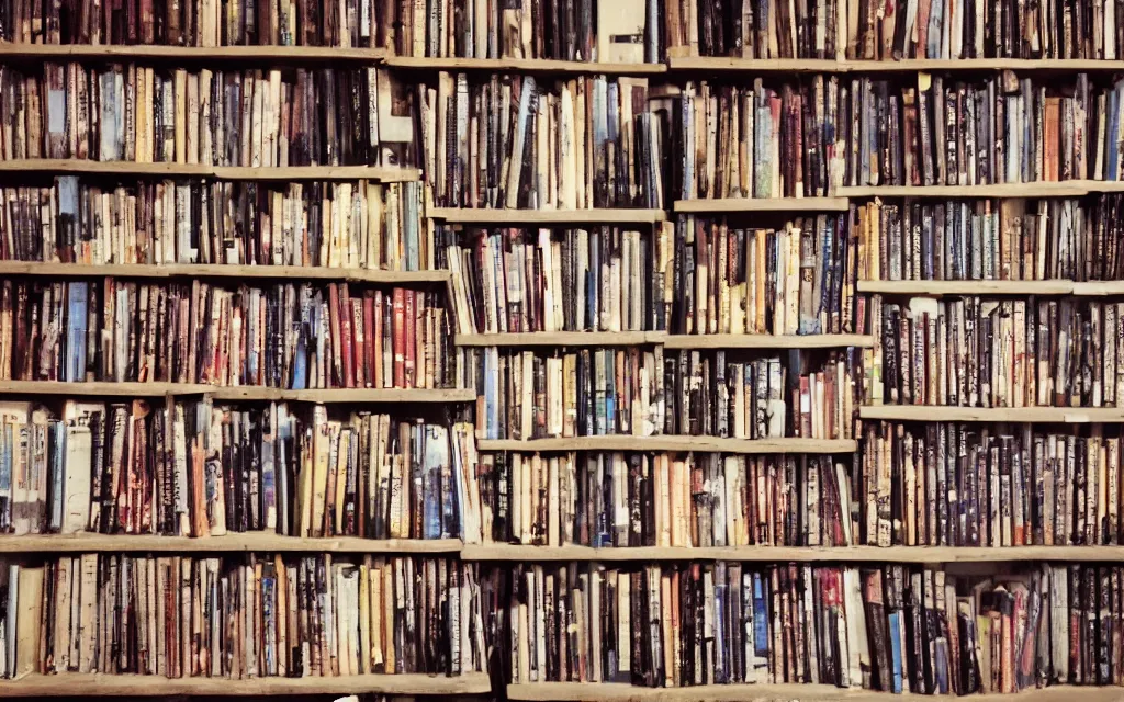 Image similar to bookseller shelves her books, highly detailed sharp focus bokeh art photography 8k 35mm film grain