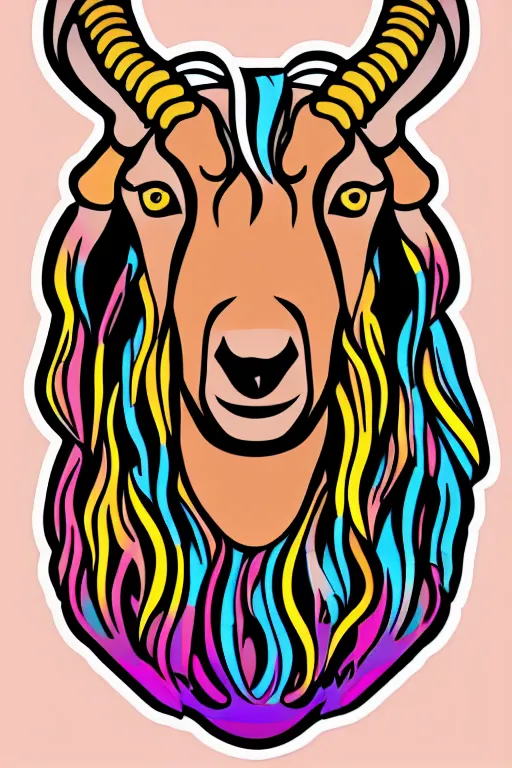 Image similar to A portrait of a goat wearing a sweatband, sticker, colorful, illustration, highly detailed, smooth and clean vector curves, no jagged lines, vector art, smooth