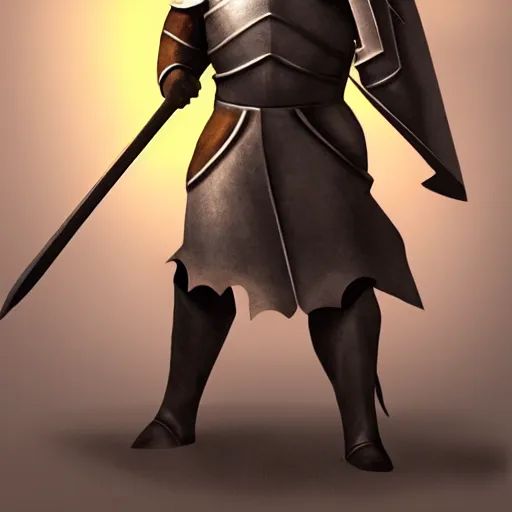 Image similar to knight holding a halberd, photorealistic, warm lighting, epic