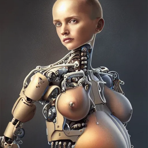 Image similar to pregnant female humanoid cyborg consisting of human parts and robot parts, 8 k, highly detailed, realistic, refined, bautiful, fine art photography, hyper realistic, in the style of greg rutkowski, by artgerm, by gustave dore, by marco turini, photorealistic, elegant, sharp focus, majestic, award winning picture, intricate, artstation,