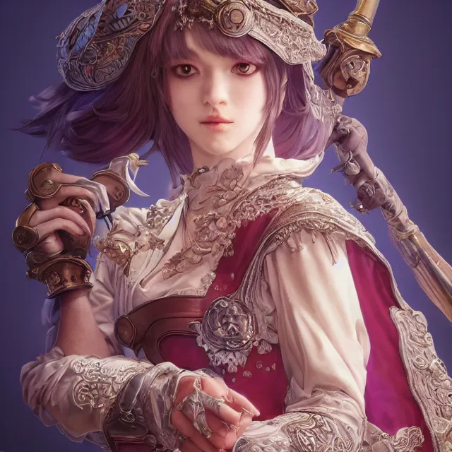 Prompt: studio portrait of neutral good colorful female cleric bard healer as absurdly beautiful, elegant, young sensualgravure idol, ultrafine hyperrealistic detailed face illustration by kim jung gi, irakli nadar, intricate linework, sharp focus, bright colors, matte, octopath traveler, final fantasy, unreal engine highly rendered, global illumination, radiant light, intricate environment