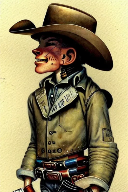 Image similar to (((((1950s robot cowboy. muted colors.))))) by Jean-Baptiste Monge !!!!!!!!!!!!!!!!!!!!!!!!!!!