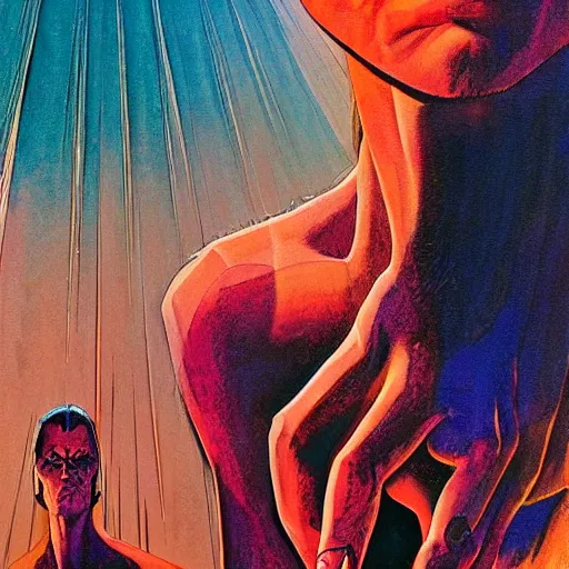 Image similar to photorealistic picture, by bob peak and jean giraud and moebius and alex ross and john romita jr, arthur fleck comic panel, gouache and wash paints, fine incrinate details proportionate, smooth focus, sharp details, bokeh, 4 k, fine 5 k details