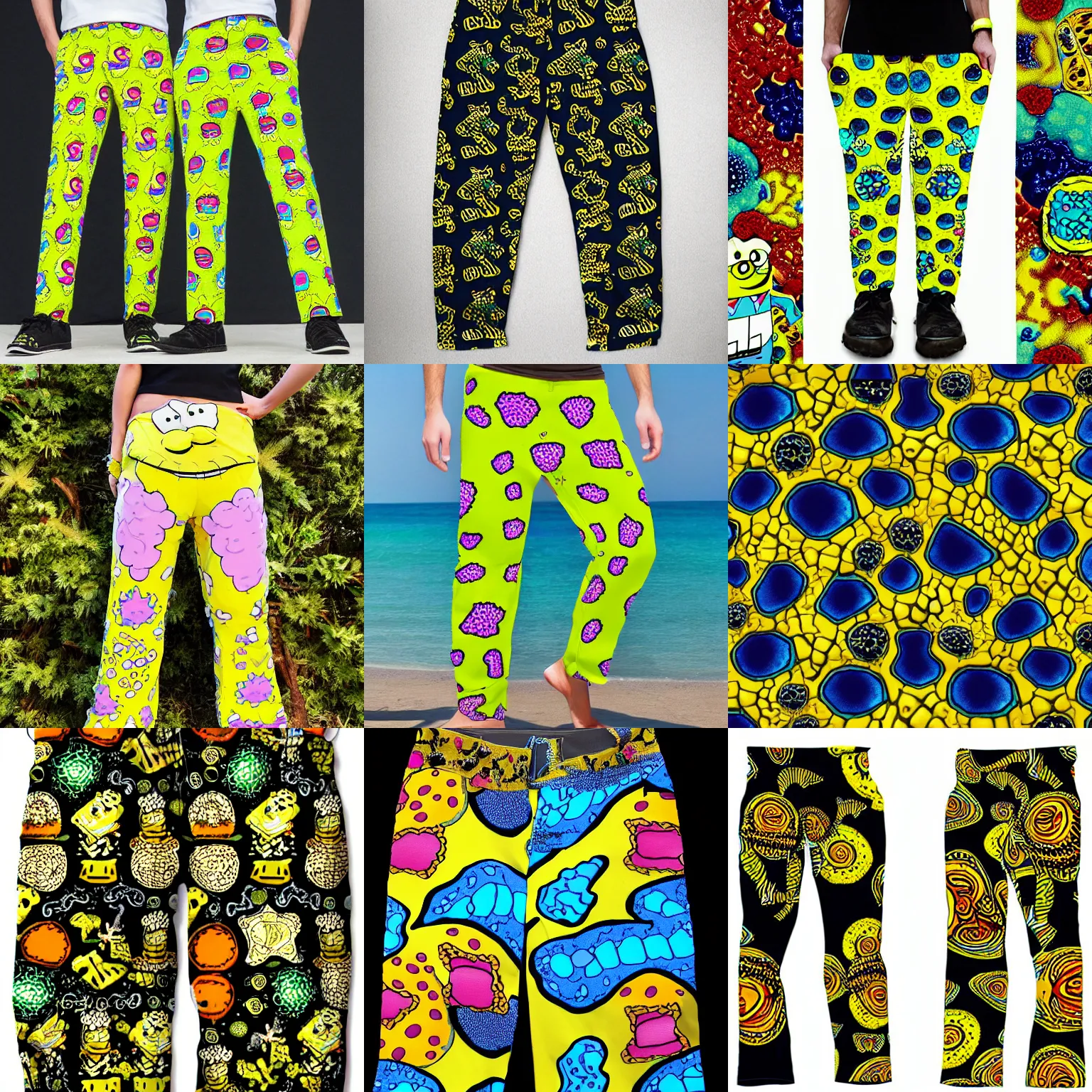 Prompt: spongebob mandelbrot pants