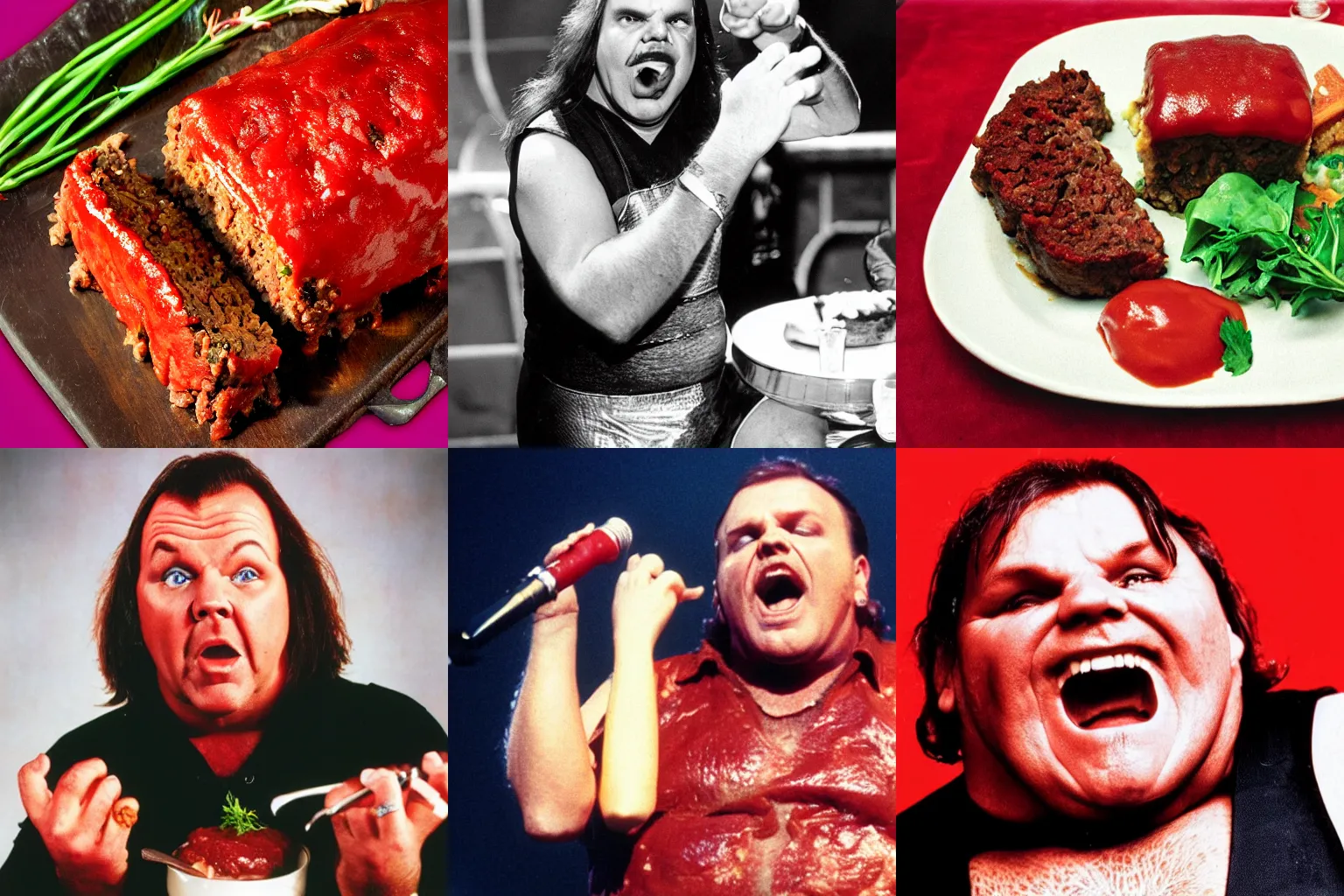 Prompt: meatloaf the food eating meatloaf the singer