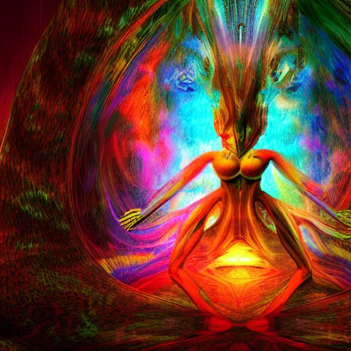 Image similar to machine elf dmt trip render abstract photoreal