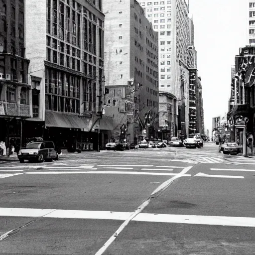 Prompt: photograph of a new york city street in 1 9 8 9