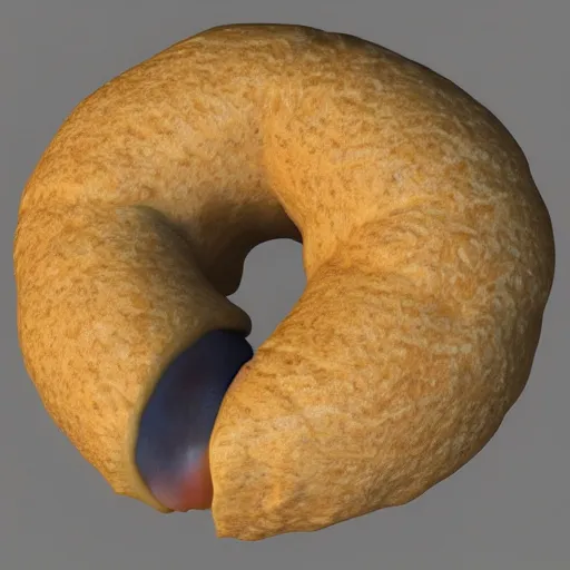 Image similar to 3D model of bagel in the style of Ian