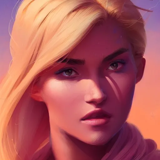 Image similar to beautiful blond woman portrait, maya ali mage, gloomhaven, dynamic lighting, gaudy colors, octane render aesthetic, matte painting concept art, official fanart behance hd artstation by jesper ejsing, by rhads and makoto shinkai and lois van baarle and ilya kuvshinov and rossdraws