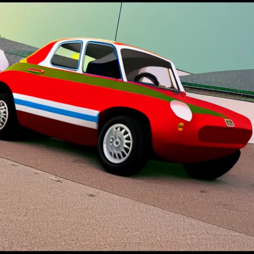 Image similar to blender render of a 500 fiat in pixar style