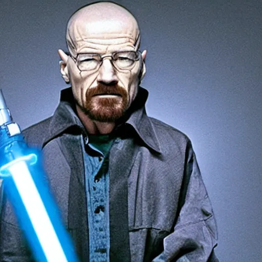 Image similar to walter white with a lightsaber