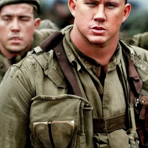 Prompt: Channing Tatum starring in saving private Ryan