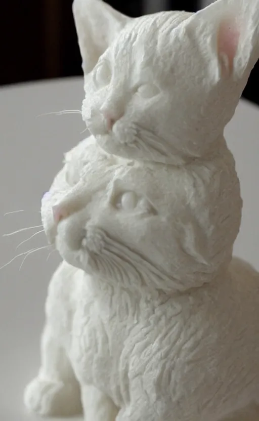 Prompt: a detailed sculpture made from butter of a kitten.